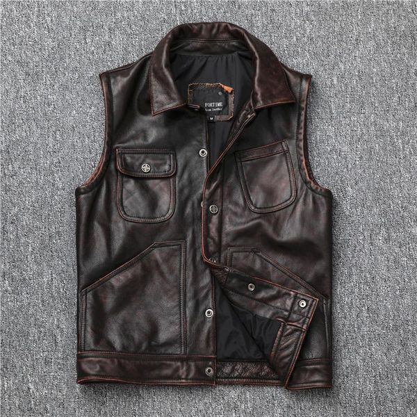 men's vests vintage mens biker motorcycle brown real vest genuine leather waistcoat cowhide sleeveless jacket, Black;white
men's vests vintage mens biker motorcycle brown real vest genuine leather waistcoat cowhide sleeveless jacket, Black;white