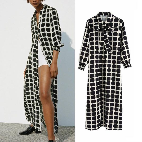 plaid print long dress women elegant tie dye midi lapel collar sleeve front button feminine party dresses casual, Black;gray
plaid print long dress women elegant tie dye midi lapel collar sleeve front button feminine party dresses casual, Black;gray