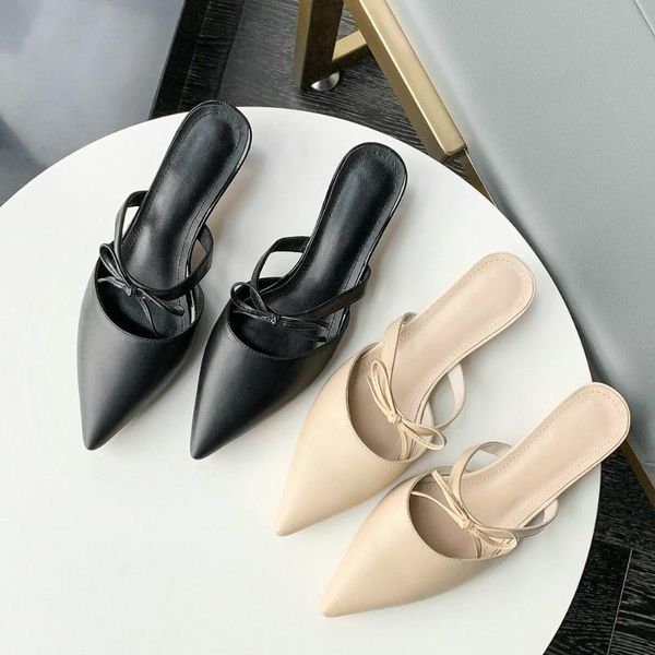 slippers genuine leather pointed toe mules shoes women fashion kitten heel flip flop female bow 2021 spring apricot, Black
slippers genuine leather pointed toe mules shoes women fashion kitten heel flip flop female bow 2021 spring apricot, Black