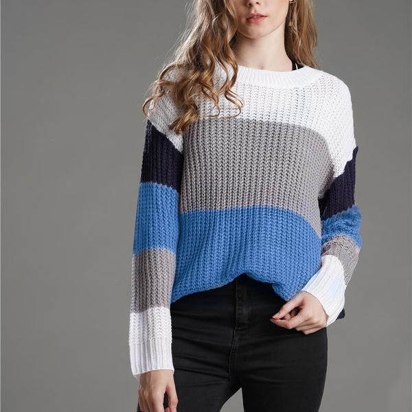 women's sweaters mixed color striped women sweater knitted long sleeve loose casual round neck soft pullovers trendy pull femme femini, White;black
women's sweaters mixed color striped women sweater knitted long sleeve loose casual round neck soft pullovers trendy pull femme femini, White;black