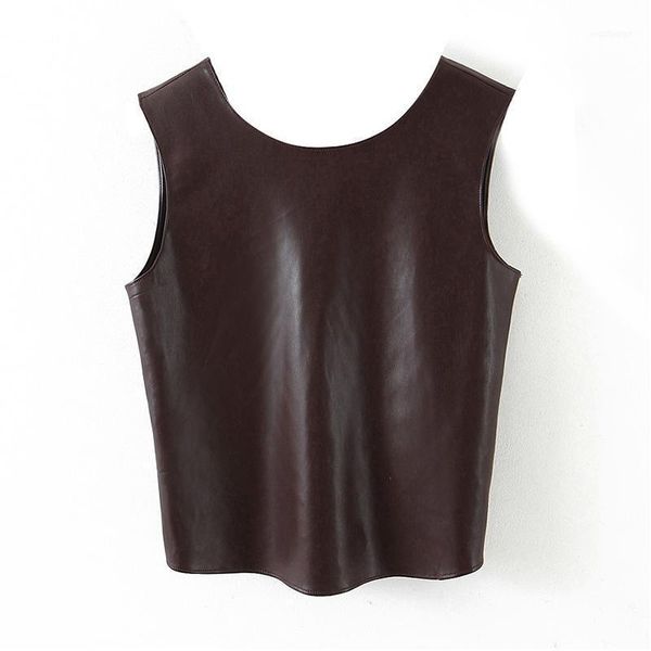 women's tanks & camis fashion pu faux leather women hollow out summer brown tank 2021 streetwear ladies o neck sleevelees short, White
women's tanks & camis fashion pu faux leather women hollow out summer brown tank 2021 streetwear ladies o neck sleevelees short, White