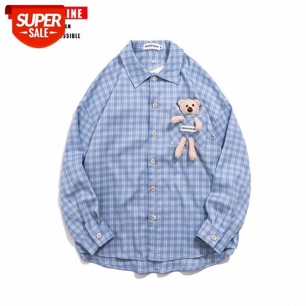 tkpa set long-sleeved plaid shirt men and women bear loose wild student #3e9k, White;black
tkpa set long-sleeved plaid shirt men and women bear loose wild student #3e9k, White;black