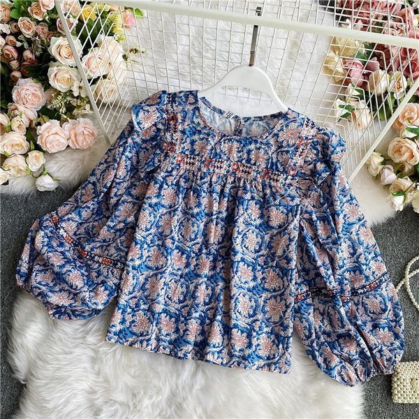 spring and autumn embroidery lining printed round neck blue floral shirt female temperament loose long sleeves uk283 women's blouses &, White
spring and autumn embroidery lining printed round neck blue floral shirt female temperament loose long sleeves uk283 women's blouses &, White