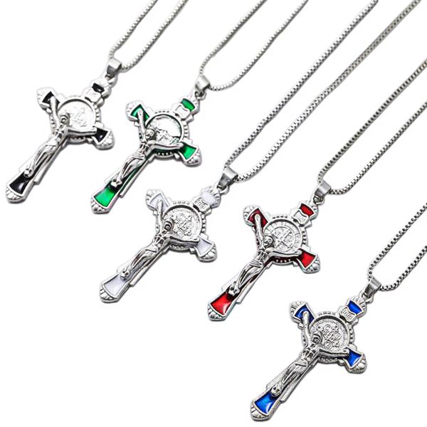 catholicism cristo redentor benedict medal crucifix pendant necklaces 24 inches chains 5colors enamel gold plated cross fashion jewelry n167, Silver
catholicism cristo redentor benedict medal crucifix pendant necklaces 24 inches chains 5colors enamel gold plated cross fashion jewelry n167, Silver