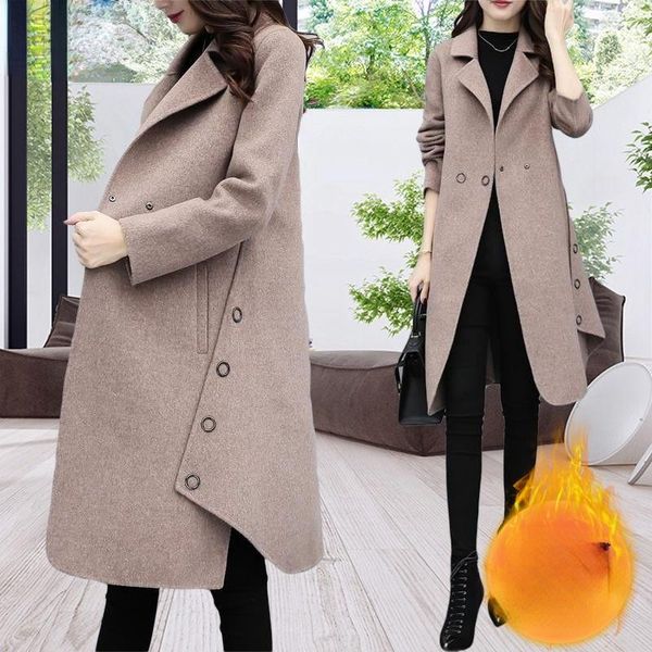women's wool & blends coat autumn winter female fashion elegant slim long tweed woolen outerwear ladies button a158, Black
women's wool & blends coat autumn winter female fashion elegant slim long tweed woolen outerwear ladies button a158, Black
