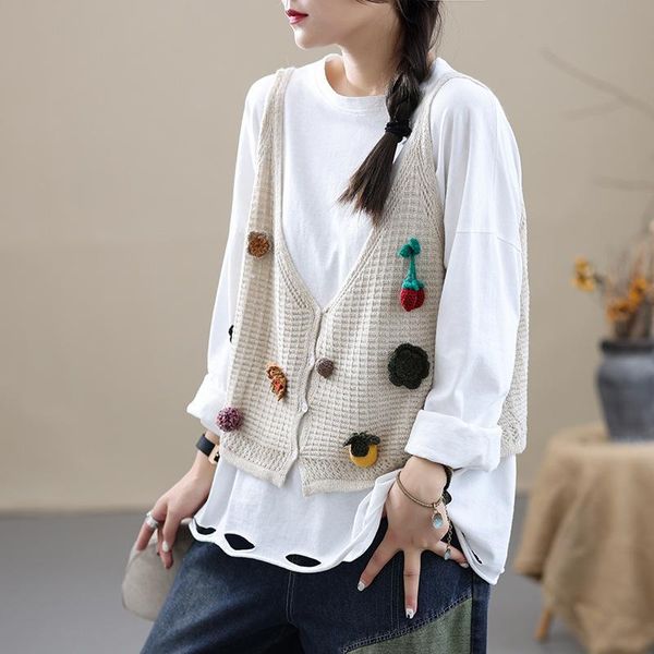 women's vests 21women autumn spring sweet style loose appliques single-breasted v-neck collar female fashion sleeveless, Black;white
women's vests 21women autumn spring sweet style loose appliques single-breasted v-neck collar female fashion sleeveless, Black;white