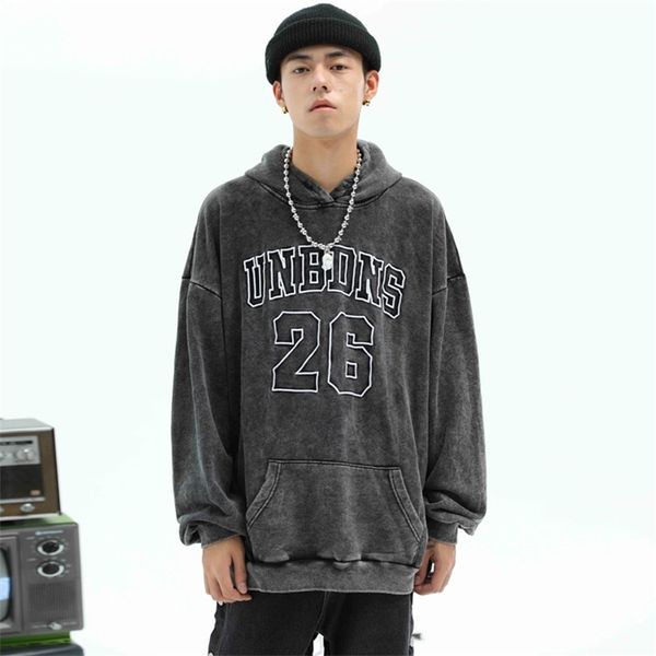 wash make old letter embroidered men's national trendy high street hip hop loose sports shirt hoodie, Black
wash make old letter embroidered men's national trendy high street hip hop loose sports shirt hoodie, Black