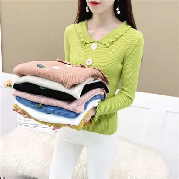 women's sweaters 2021 autumn winter fashion slim sweater botton knitted pullover cute women casual vintage clothing office lady, White;black
women's sweaters 2021 autumn winter fashion slim sweater botton knitted pullover cute women casual vintage clothing office lady, White;black