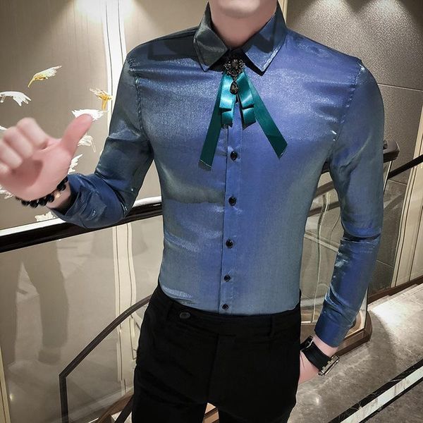men's casual shirts british style luxury shine shirt men fashion slim fit mens long sleeve streetwear solid night club tuxedo dress, White;black
men's casual shirts british style luxury shine shirt men fashion slim fit mens long sleeve streetwear solid night club tuxedo dress, White;black