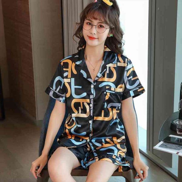 pajamas set fashion womens sleepwears silk suit home clothes letter print pijama mujer summer pyjamas femme nightgown, Black;red
pajamas set fashion womens sleepwears silk suit home clothes letter print pijama mujer summer pyjamas femme nightgown, Black;red