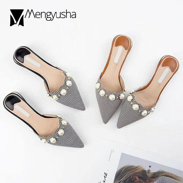 pointed toe plaid mules sandals women summer cozy slip on shoes korean style pearl decorate sandalias mujer 2021 sapato feminino, Black
pointed toe plaid mules sandals women summer cozy slip on shoes korean style pearl decorate sandalias mujer 2021 sapato feminino, Black