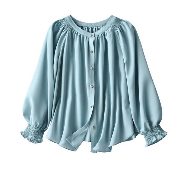 women's blouses & shirts shuchan blue indie folk long sleeve chiffon synthetic fiber solid o-neck lantern casual blouse, White
women's blouses & shirts shuchan blue indie folk long sleeve chiffon synthetic fiber solid o-neck lantern casual blouse, White