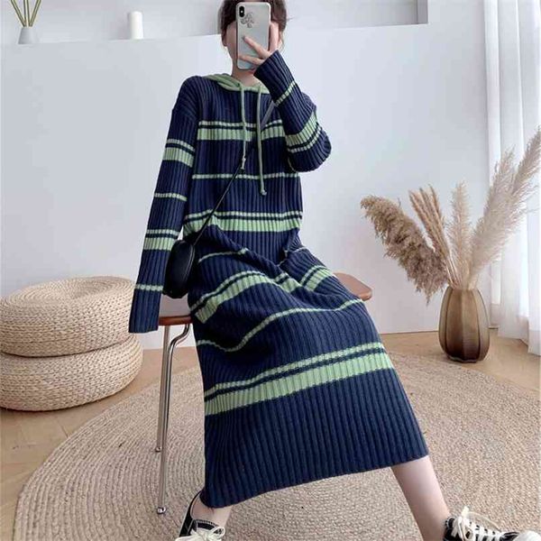hoodie pullover knitting dress autumn winter long over-the-knee loose large size knit striped sweater maxi vestidos mujer 210601, Black;gray
hoodie pullover knitting dress autumn winter long over-the-knee loose large size knit striped sweater maxi vestidos mujer 210601, Black;gray