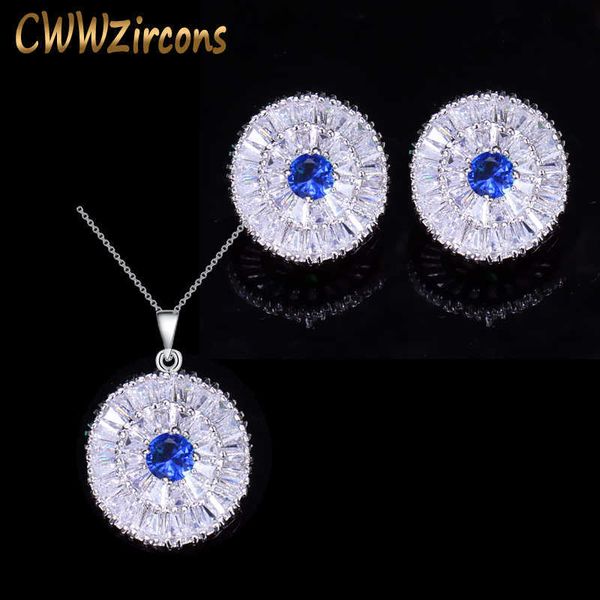fashion women royal blue cz jewellery gorgeous round cubic zirconia pendant necklace earrings jewelry set t090 210714, Silver
fashion women royal blue cz jewellery gorgeous round cubic zirconia pendant necklace earrings jewelry set t090 210714, Silver