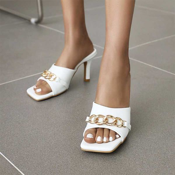 women's shoes 2021 thin heel square head simple style metal decorative party slippers sandals dress, Black
women's shoes 2021 thin heel square head simple style metal decorative party slippers sandals dress, Black