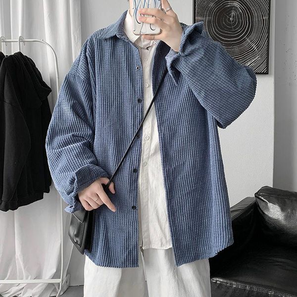 men's casual shirts pr corduroy corn kernel striped shirt long sleeve autumn korean woman fashion oversize clothing, White;black
men's casual shirts pr corduroy corn kernel striped shirt long sleeve autumn korean woman fashion oversize clothing, White;black