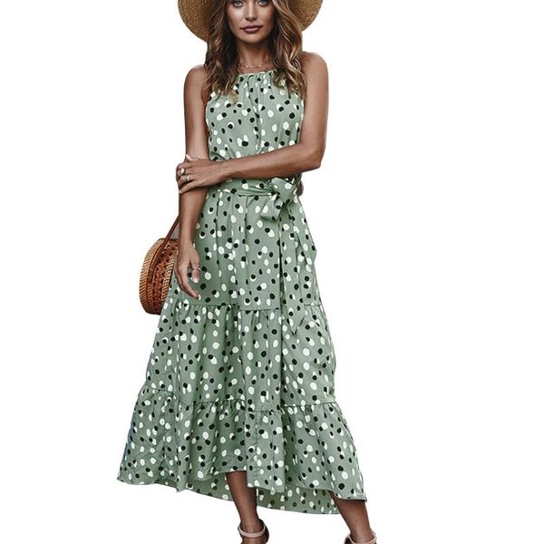 casual dresses womens summer halter neck polka dot print sleeveless swing long dress belted pleated ruffles hem holiday beach sundress, Black;gray
casual dresses womens summer halter neck polka dot print sleeveless swing long dress belted pleated ruffles hem holiday beach sundress, Black;gray