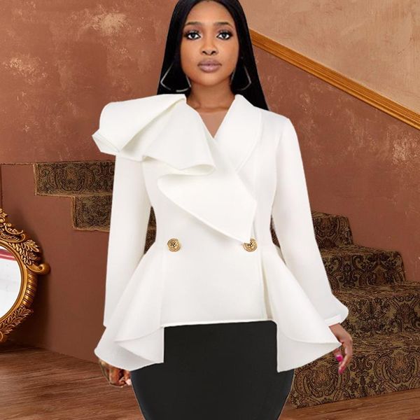 women's suits & blazers 2021 fall winter women patrty clothes white coat ruffles stylish button up long sleeve jackets elegant africa l, White;black
women's suits & blazers 2021 fall winter women patrty clothes white coat ruffles stylish button up long sleeve jackets elegant africa l, White;black