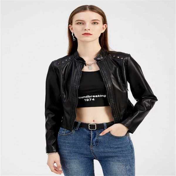 women's leather & faux women spring autumn black jackets zipper basic coat motor biker jacket rivet stand-up collar
women's leather & faux women spring autumn black jackets zipper basic coat motor biker jacket rivet stand-up collar