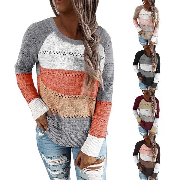 solid color skinny elastic sweater for female women autumn winter long sleeve color block knitted sweater hollow out jumpers, White;black
solid color skinny elastic sweater for female women autumn winter long sleeve color block knitted sweater hollow out jumpers, White;black