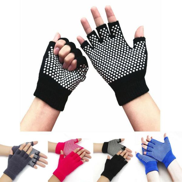 sports gloves non-slip fitness glove for women gym yoga pilates warm half finger hand protector men, Black