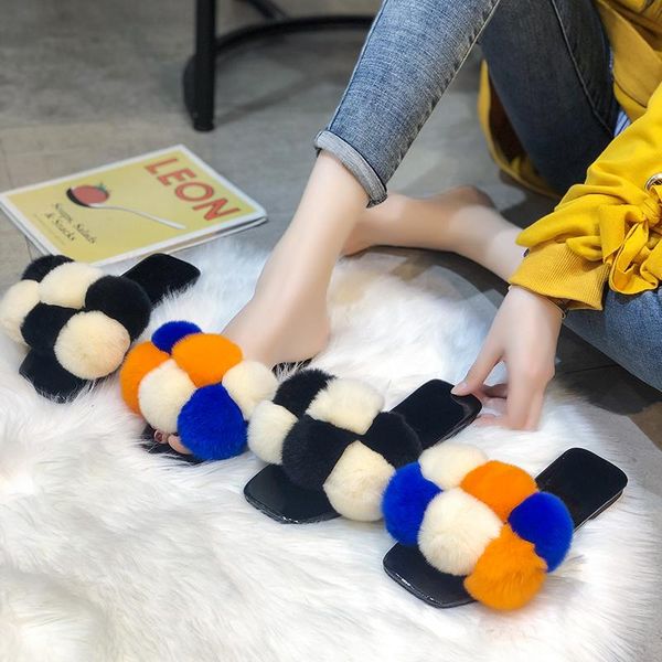 slippers beach flip flops furry snug slides girl fashion sandals fur ladies fake rainbow ball arrival, Black
slippers beach flip flops furry snug slides girl fashion sandals fur ladies fake rainbow ball arrival, Black