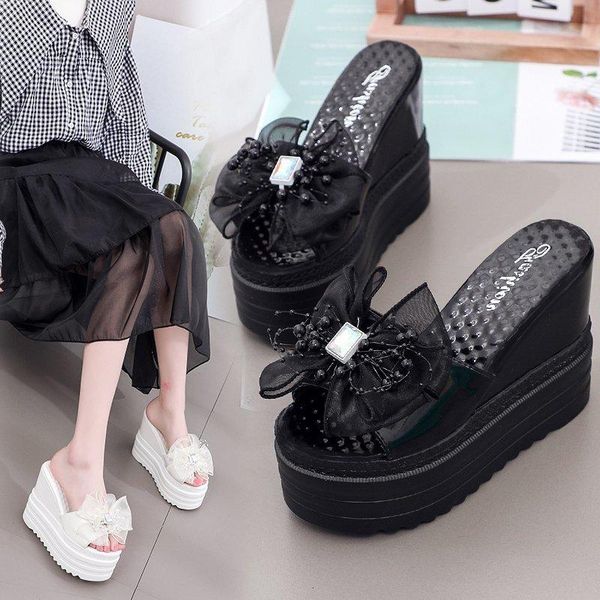 slippers high-heeled shoes lady butterfly-knot on a wedge women summer increased internal pantofle peep toe platform slides, Black
slippers high-heeled shoes lady butterfly-knot on a wedge women summer increased internal pantofle peep toe platform slides, Black