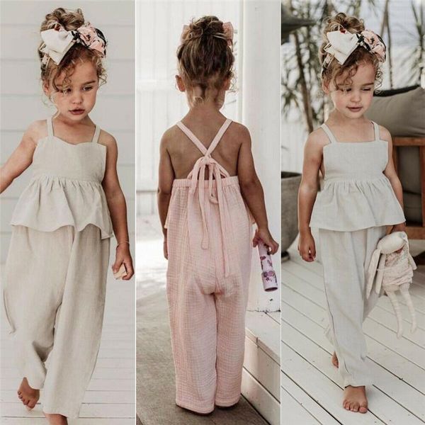 jumpsuits kids overalls for girl solid sleeveless ruffle high waist romper jumpsuit wide leg pants backless bandage summer outfits 1-6t, Blue
jumpsuits kids overalls for girl solid sleeveless ruffle high waist romper jumpsuit wide leg pants backless bandage summer outfits 1-6t, Blue