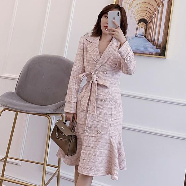 women's jackets jacket women tweed pink autumn coat strap long fishtail ladies coatslim one-piece lapel double-breasted, Black;brown
women's jackets jacket women tweed pink autumn coat strap long fishtail ladies coatslim one-piece lapel double-breasted, Black;brown
