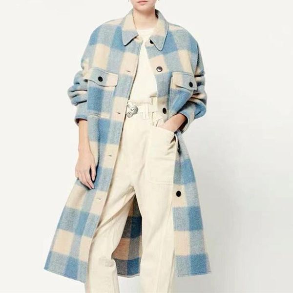 women's wool & blends 2021 women plaid woolen mid-length coat winter ladies single-breasted long sleeve knitwear outwear with pockets, Black
women's wool & blends 2021 women plaid woolen mid-length coat winter ladies single-breasted long sleeve knitwear outwear with pockets, Black