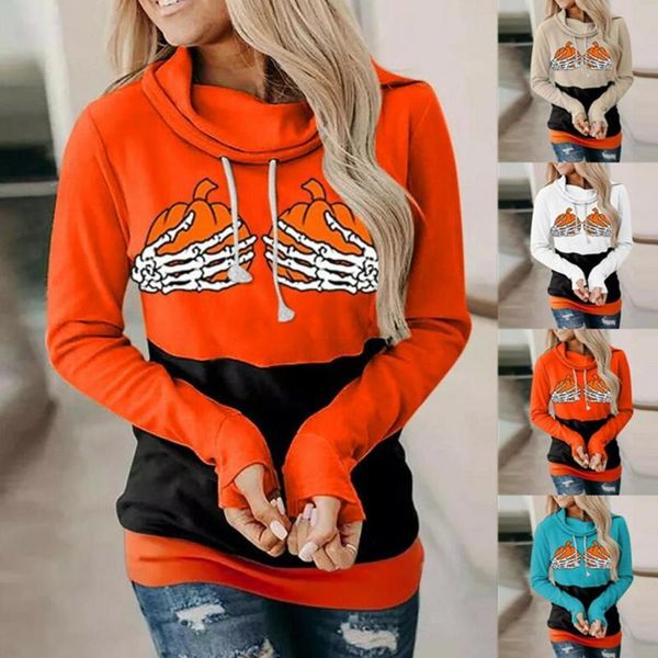 women's hoodies & sweatshirts pullover stylish long sleeve pumpkin pattern hoodie all match autumn contrast colors for spring, Black
women's hoodies & sweatshirts pullover stylish long sleeve pumpkin pattern hoodie all match autumn contrast colors for spring, Black