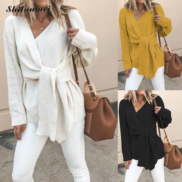 women's sweaters 2021 fashion korean knitted female sweater lace up long sleeve pullover for women v neck elegant sueter mujer causal j, White;black
women's sweaters 2021 fashion korean knitted female sweater lace up long sleeve pullover for women v neck elegant sueter mujer causal j, White;black