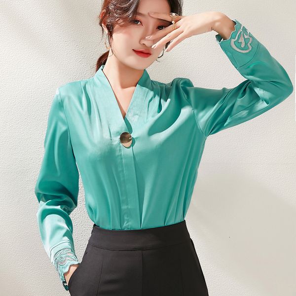 women's blouses & shirts womens and spring brand korean v-neck women long sleeve shirt silk osa4, White
women's blouses & shirts womens and spring brand korean v-neck women long sleeve shirt silk osa4, White