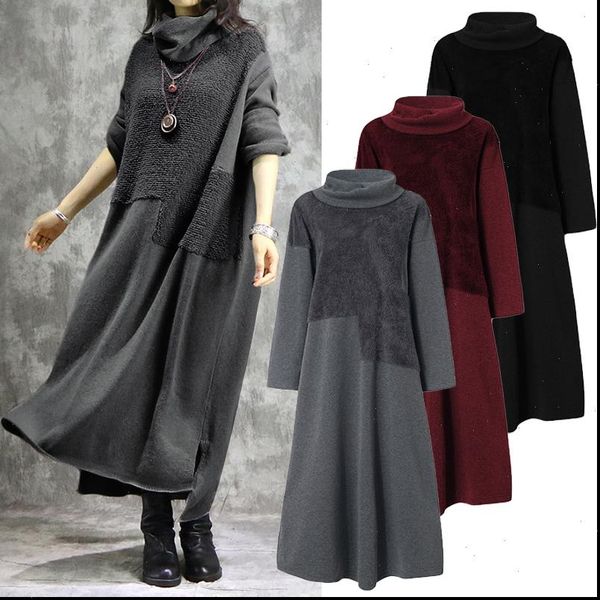 plus size autumn turtleneck sweatshirts women dress long sleeve pacthwork plush fluffy sundress vestidos female 7, Black;gray
plus size autumn turtleneck sweatshirts women dress long sleeve pacthwork plush fluffy sundress vestidos female 7, Black;gray