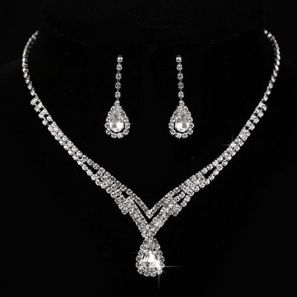 earrings & necklace gu144 bride set chain water drop crystal zircon wedding jewelry 2-piece accessories, Silver
earrings & necklace gu144 bride set chain water drop crystal zircon wedding jewelry 2-piece accessories, Silver