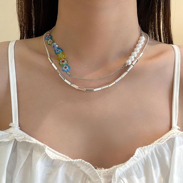 pendant necklaces lism korean ins pearl acrylic flower removable double-layer necklace personality hit color fashion hip-hop clavicle chain, Silver
pendant necklaces lism korean ins pearl acrylic flower removable double-layer necklace personality hit color fashion hip-hop clavicle chain, Silver