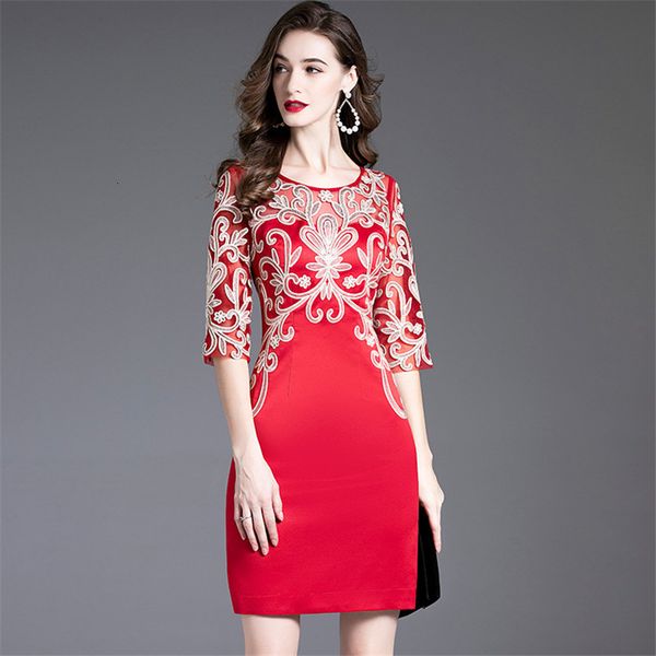 of luxury embroidery annual party dress up spring stylish office designer lady pencil robe red femme knee height dressed, Black;gray
of luxury embroidery annual party dress up spring stylish office designer lady pencil robe red femme knee height dressed, Black;gray
