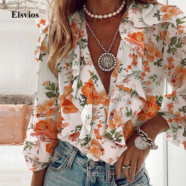 women's blouses & shirts 2021 spring vintage floral print loose blouse fashion v-neck ruffle women elegant office lady l, White
women's blouses & shirts 2021 spring vintage floral print loose blouse fashion v-neck ruffle women elegant office lady l, White