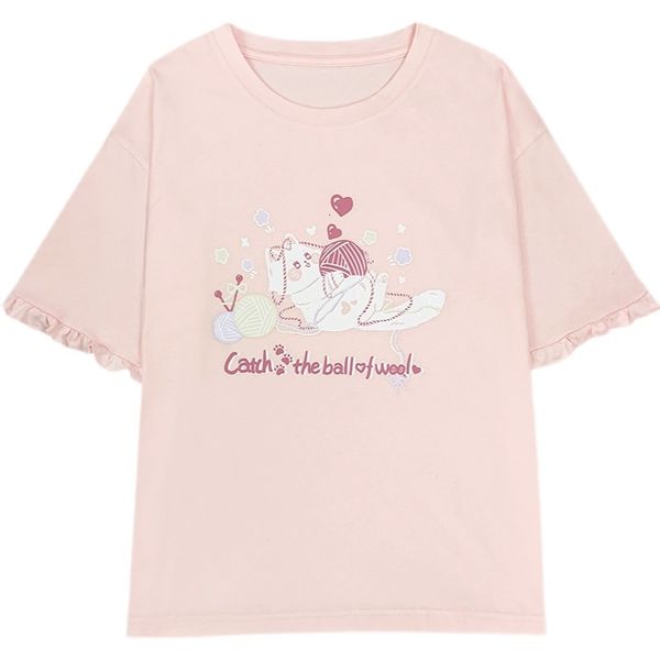 kawaii short sleeve t-shirts women fashion cat printing graphic tee teen girls pink summer clothes cute cotton shirt, White
kawaii short sleeve t-shirts women fashion cat printing graphic tee teen girls pink summer clothes cute cotton shirt, White