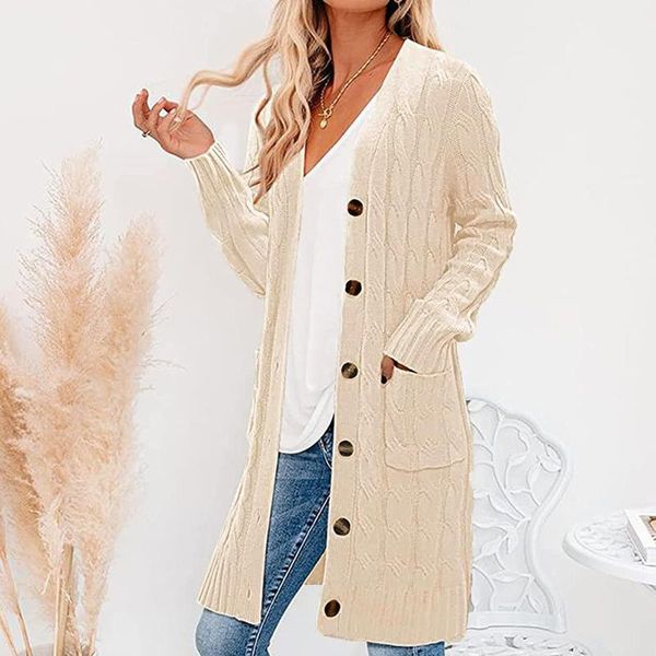 women's knits & tees fashion women mid-length cardigan knitted sweater coat for female 2021 autumn winter long sleeve loose jacket knit, White
women's knits & tees fashion women mid-length cardigan knitted sweater coat for female 2021 autumn winter long sleeve loose jacket knit, White