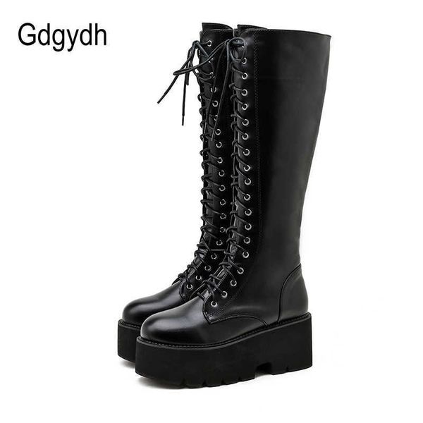 gdgydh chunky platform heels pu leather knee high boots women retro punk long boots woman lace up booties mujer 2021 new fall y0914, Black
gdgydh chunky platform heels pu leather knee high boots women retro punk long boots woman lace up booties mujer 2021 new fall y0914, Black