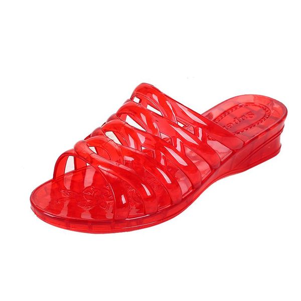 indoor wedge high-heeled slippers women summer jelly-colored bathroom sandals and transparent non-slip shoes, Black 
indoor wedge high-heeled slippers women summer jelly-colored bathroom sandals and transparent non-slip shoes, Black
