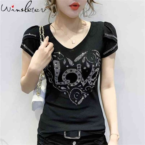 black t shirt summer cotton diamonds letters love heart v-neck petal sleeve slim t-shirt tee casual women clothing t02811b 210421, Black;gray
black t shirt summer cotton diamonds letters love heart v-neck petal sleeve slim t-shirt tee casual women clothing t02811b 210421, Black;gray