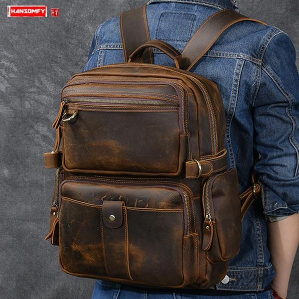 backpack retro crazy horse leather men's lapbag multi-pocket schoolbag men travel backpacks shoulder bags cowhide vintage
backpack retro crazy horse leather men's lapbag multi-pocket schoolbag men travel backpacks shoulder bags cowhide vintage