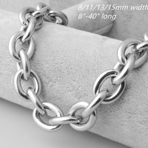 chains 8"-40" 8/11/13/15mm fashion silver color womens mens stainless steel rolo oval link necklaces jewellery
chains 8"-40" 8/11/13/15mm fashion silver color womens mens stainless steel rolo oval link necklaces jewellery