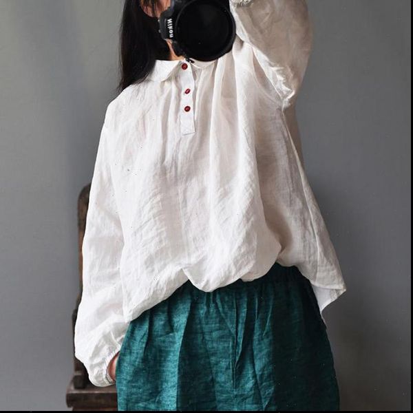 johnature women clothes vintage blouse shirts spring shirt turn down collar button full sleeve loose leisure ladies, White
johnature women clothes vintage blouse shirts spring shirt turn down collar button full sleeve loose leisure ladies, White