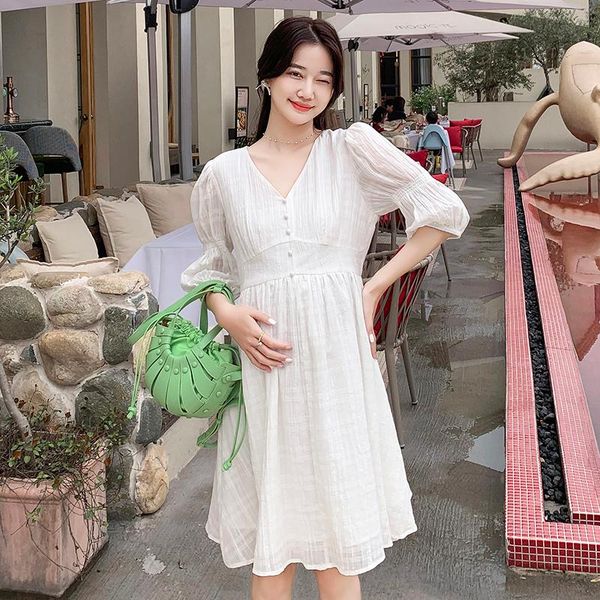 5103# 2021 summer korean fashion cotton maternity dress v neck slim waist a line loose clothes for pregnant women chic pregnancy dresses, White
5103# 2021 summer korean fashion cotton maternity dress v neck slim waist a line loose clothes for pregnant women chic pregnancy dresses, White