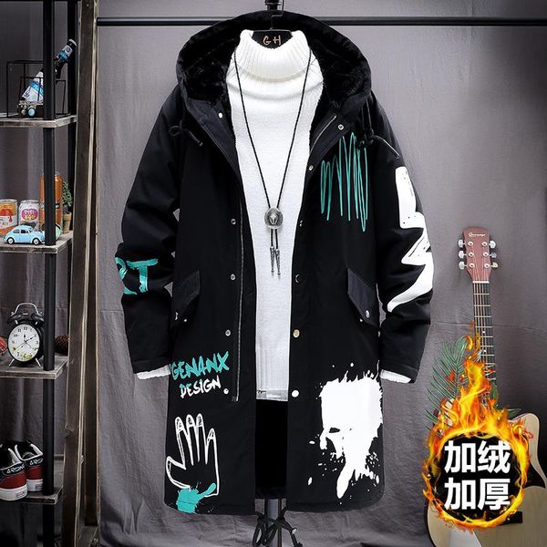 men's trench coats men loose windbreaker thickened with velvet hooded jacket trend printed overcoat casual long coat male clothing, Tan;black
men's trench coats men loose windbreaker thickened with velvet hooded jacket trend printed overcoat casual long coat male clothing, Tan;black