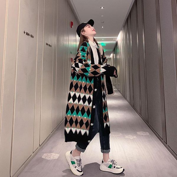 sweaters winter long and cardigans women v neck vintage argyle oversize knit warm thick sweater jacket female coat, White;black
sweaters winter long and cardigans women v neck vintage argyle oversize knit warm thick sweater jacket female coat, White;black