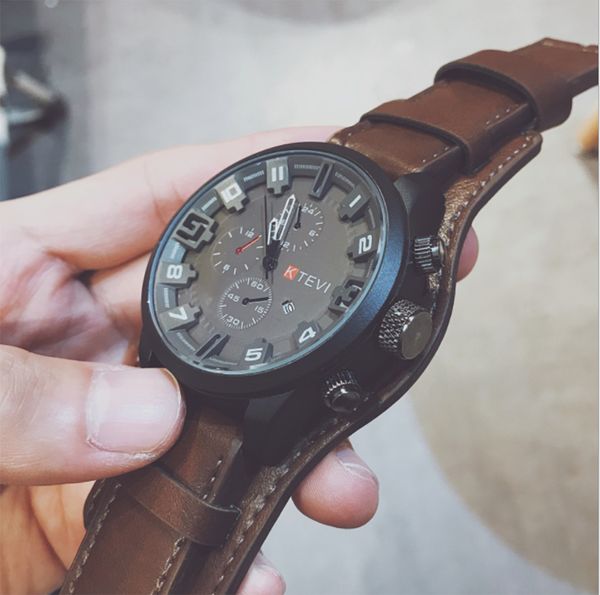fashionable men's sport quartz watch trendy korea style student personality big dial leather band calendar life waterproof wristwatches, Slivery;brown
fashionable men's sport quartz watch trendy korea style student personality big dial leather band calendar life waterproof wristwatches, Slivery;brown